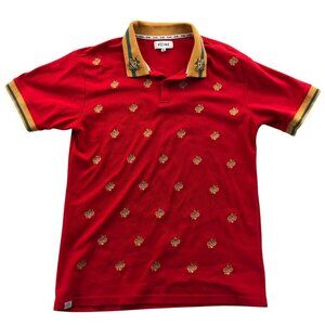 RS1NE Womens Polo Shirt XL Red Short Sleve Embroidered Classic Retro Casual Y2K